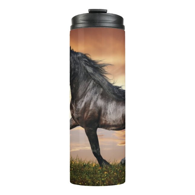 Beautiful Black Horse Thermal Tumbler (Front)