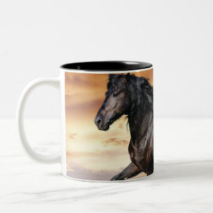 Beautiful Black Horse Two-Tone Coffee Mug