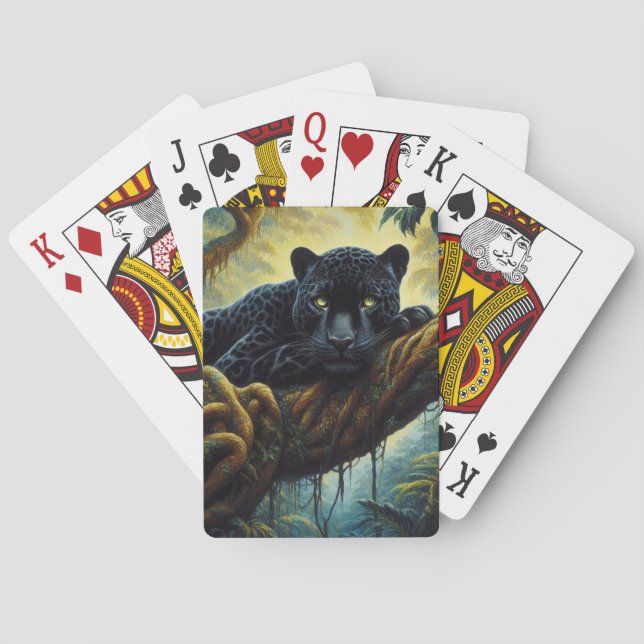 Beautiful Black Jaguar  Playing Cards (Back)