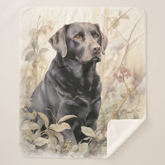 Beautiful Black Lab Sherpa Blanket (Front)