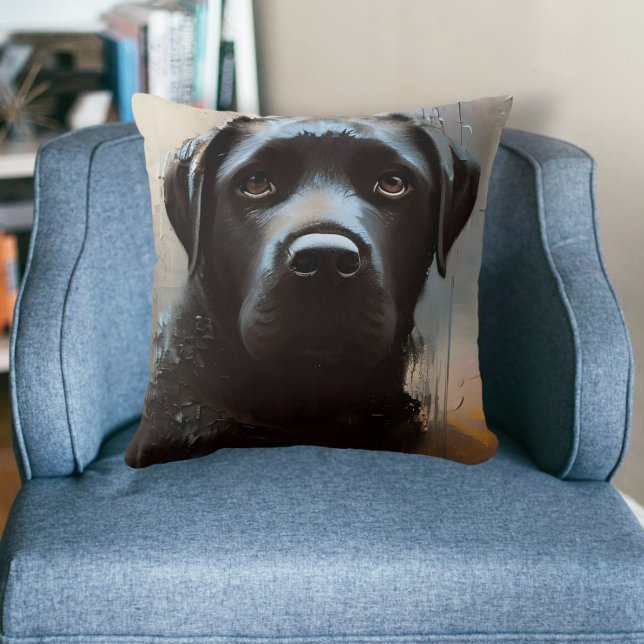 Beautiful Black Labrador Portrait  Cushion (Creator Uploaded)