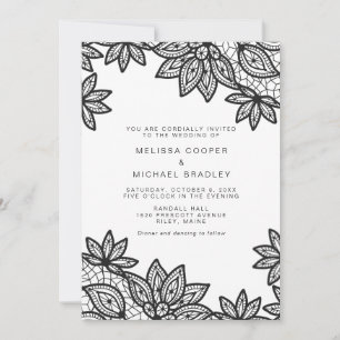 Beautiful Black Lace Vintage Wedding Invitation