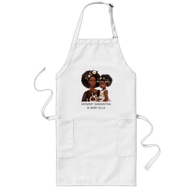 Beautiful Black Mom and Daughter (11) Long Apron (Front)