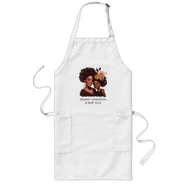 Beautiful Black Mum and Daughter (10) Long Apron (Front)