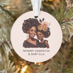 Beautiful Black Mum and Daughter (10) Ornament