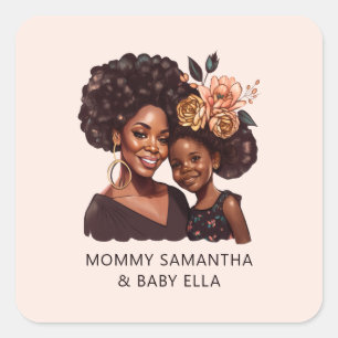 Beautiful Black Mum and Daughter (10) Square Sticker