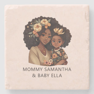 Beautiful Black Mum and Daughter (10) Stone Coaster