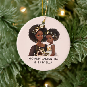Beautiful Black Mum and Daughter (11) Ceramic Ornament