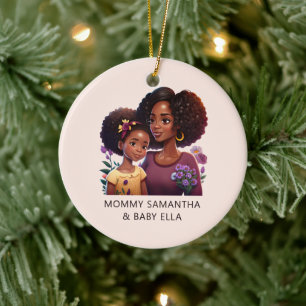 Beautiful Black Mum and Daughter (12) Ceramic Ornament