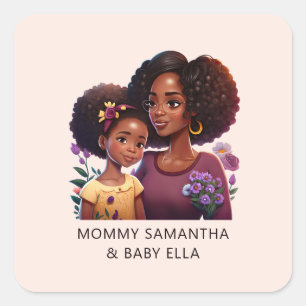 Beautiful Black Mum and Daughter (12) Square Sticker