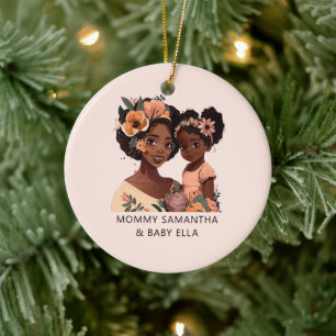 Beautiful Black Mum and Daughter (13) Ceramic Ornament