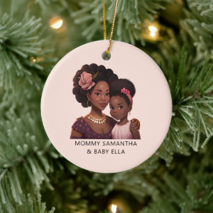 Beautiful Black Mum and Daughter (14) Ceramic Ornament