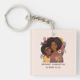 Beautiful Black Mum and Daughter (15) Key Ring