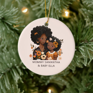 Beautiful Black Mum and Daughter (16) Ceramic Ornament