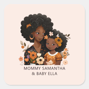 Beautiful Black Mum and Daughter (16) Square Sticker