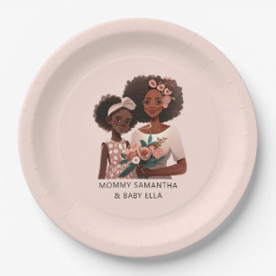 Beautiful Black Mum and Daughter (17) Paper Plate