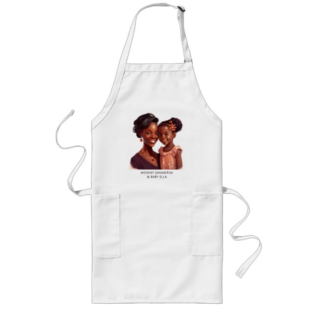Beautiful Black Mum and Daughter (19) Long Apron (Front)