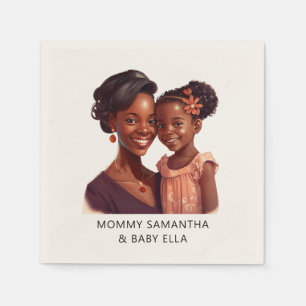 Beautiful Black Mum and Daughter (19) Napkin