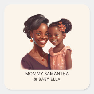 Beautiful Black Mum and Daughter (19) Square Sticker