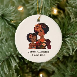 Beautiful Black Mum and Daughter (20) Ceramic Ornament