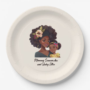 Beautiful Black Mum and Daughter (21) Paper Plate