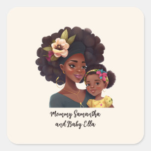 Beautiful Black Mum and Daughter (21) Square Sticker