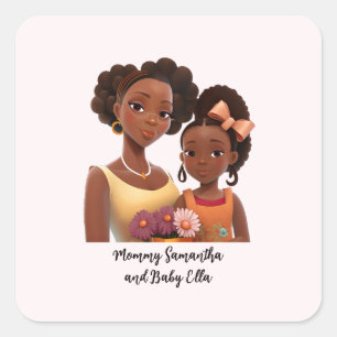 Beautiful Black Mum and Daughter (22) Square Sticker