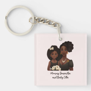 Beautiful Black Mum and Daughter (23) Key Ring