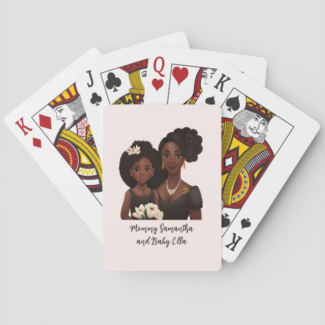 Beautiful Black Mum and Daughter (23) Playing Cards (Back)