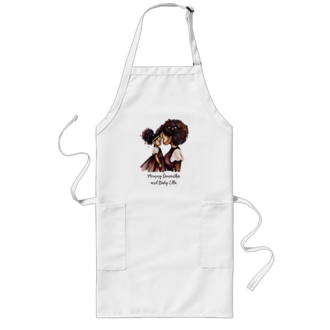 Beautiful Black Mum and Daughter (24) Long Apron (Front)