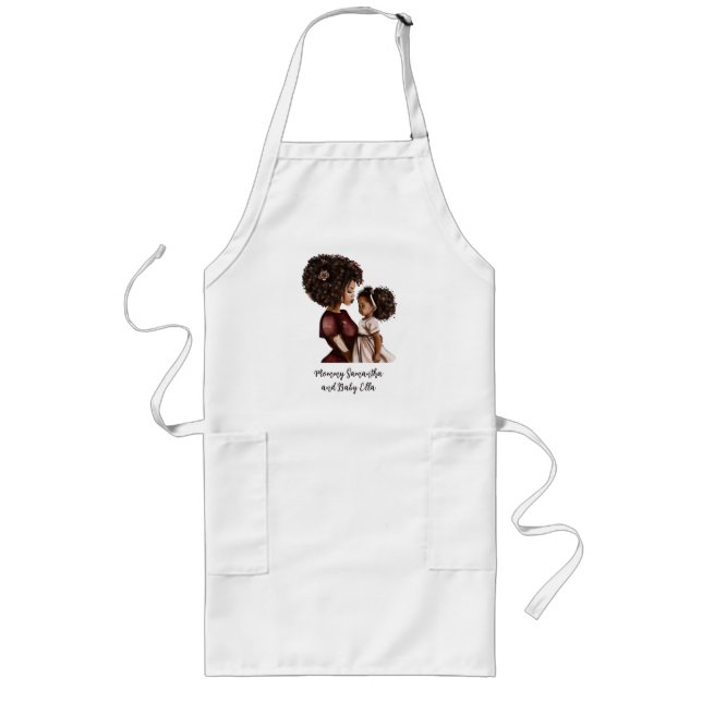Beautiful Black Mum and Daughter (26) Long Apron (Front)