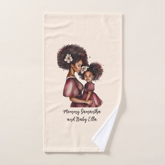Beautiful Black Mum and Daughter (27) Bath Towel Set (Hand Towel)