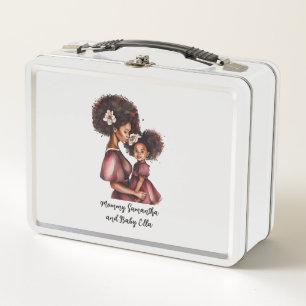 Beautiful Black Mum and Daughter (27) Metal Lunch Box