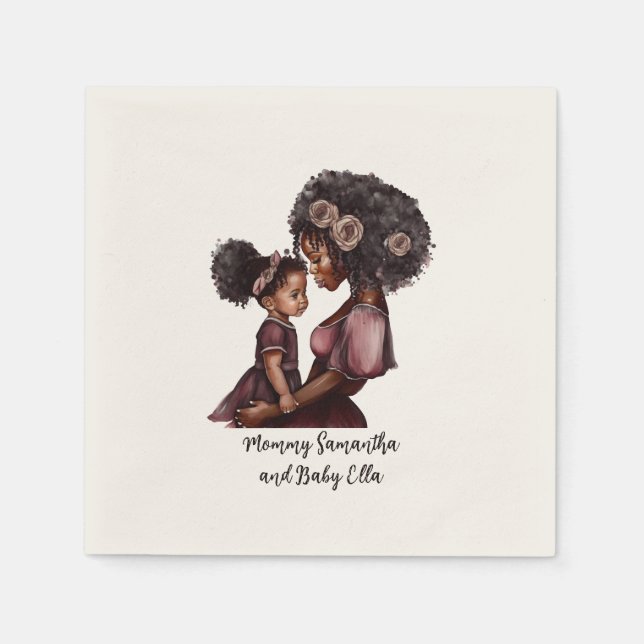 Beautiful Black Mum and Daughter (28) Napkin (Front)