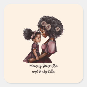 Beautiful Black Mum and Daughter (28) Square Sticker