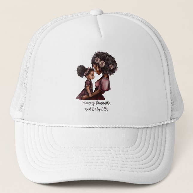 Beautiful Black Mum and Daughter (28) Trucker Hat (Front)
