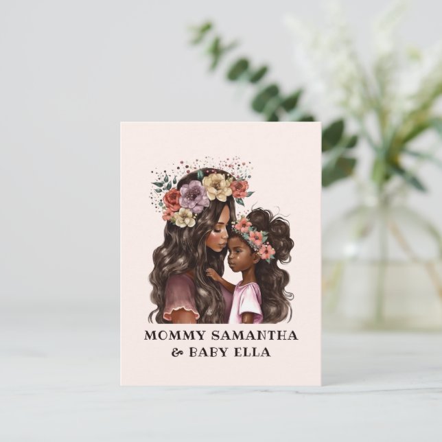Beautiful Black Mum and Daughter (2) Postcard (Standing Front)