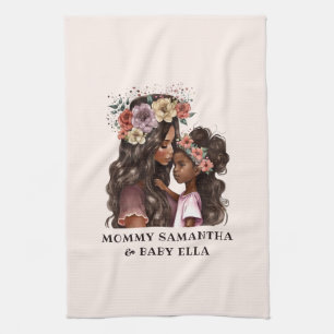 Beautiful Black Mum and Daughter (2) Tea Towel