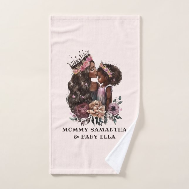 Beautiful Black Mum and Daughter (3) Bath Towel Set (Hand Towel)