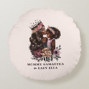 Beautiful Black Mum and Daughter (3) Round Cushion