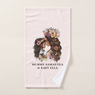 Beautiful Black Mum and Daughter (4) Bath Towel Set