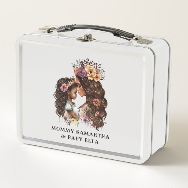 Beautiful Black Mum and Daughter (4) Metal Lunch Box (Front)
