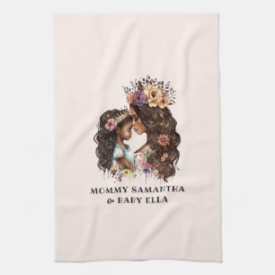 Beautiful Black Mum and Daughter (4) Tea Towel
