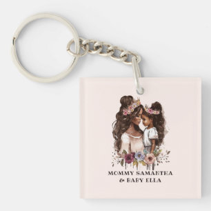 Beautiful Black Mum and Daughter (5) Key Ring