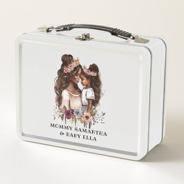Beautiful Black Mum and Daughter (5) Metal Lunch Box (Front)