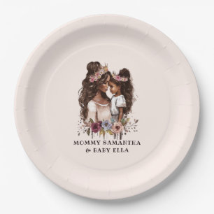Beautiful Black Mum and Daughter (5) Paper Plate