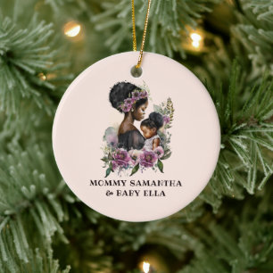 Beautiful Black Mum and Daughter (6) Ceramic Ornament
