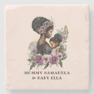 Beautiful Black Mum and Daughter (6) Stone Coaster