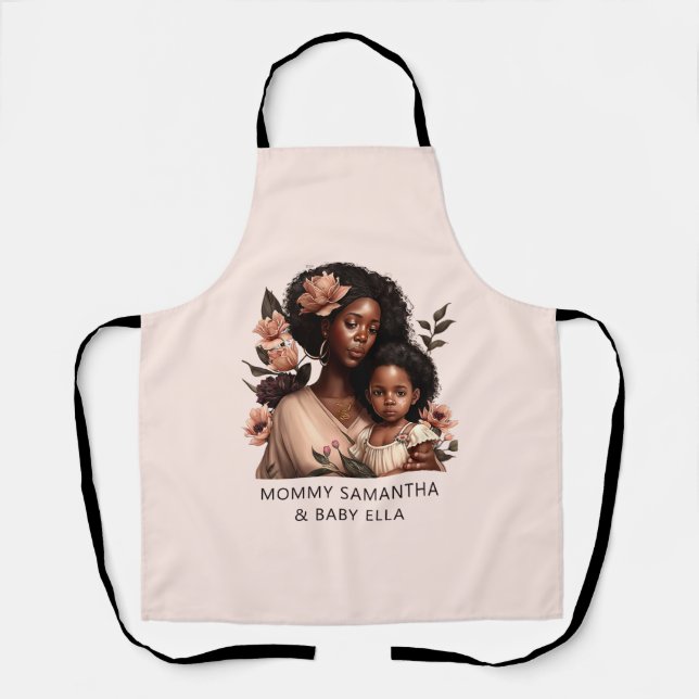 Beautiful Black Mum and Daughter (9) Apron (Front)