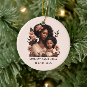 Beautiful Black Mum and Daughter (9) Ceramic Ornament